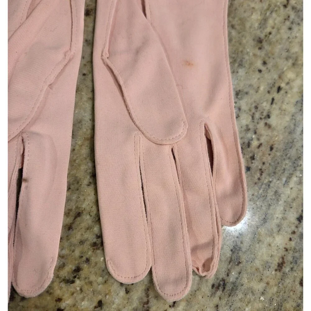 New! Vintage Women's Size L/XL Pink Stretch Formal Gloves Cuffed *Flaws*